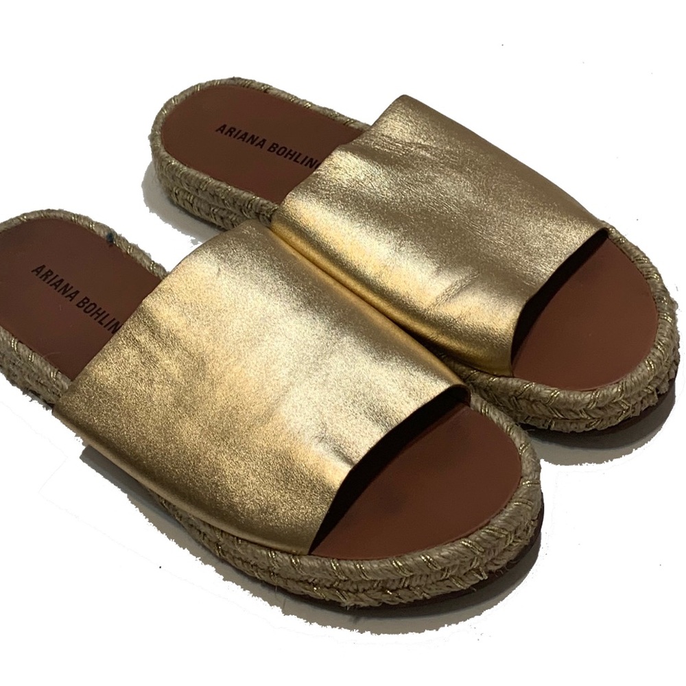 8 / ariana Bohling Gold Women's Slide Sandals